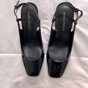 Marc Fisher black Mary Jane shoes.